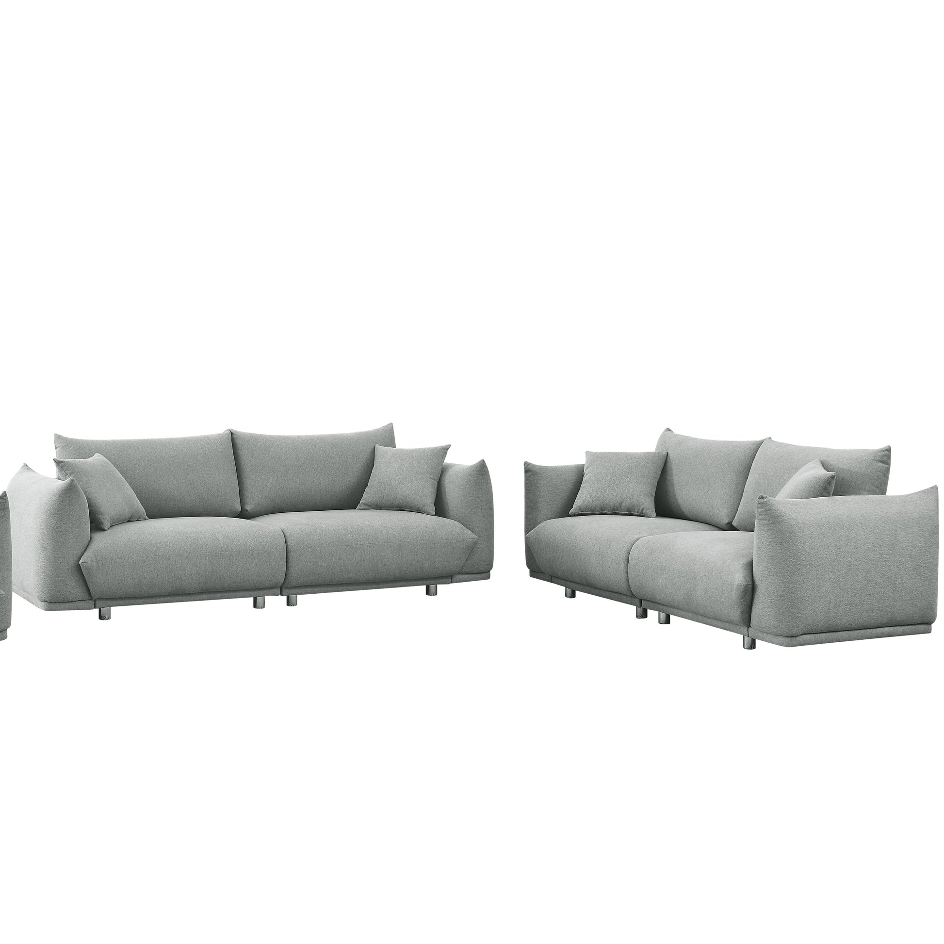 3 Seater 2 Seater Combination Sofa Modern Couch For Living Room Sofa,Solid Wood Frame And Stable Metal Legs, 4 Pillows, Sofa Furniture For Apartment Grey Polyester Wood Primary Living Space Pine