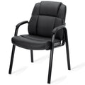 Leather Conference Room Chairs With Padded Arms,Eception Chairs,Office Guest Chairs,1P Black Iron