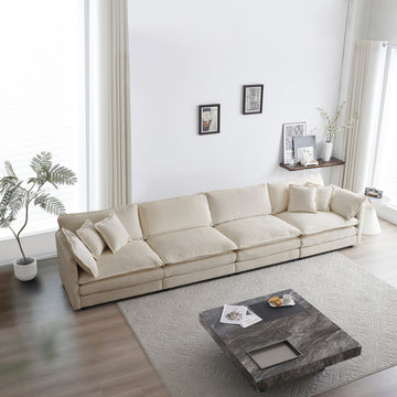 Free Combination Modular Sofa Free,4 Seater Sofa Comfy Chenille Fabric,Sectional Sofa Couch,Beige Chenille Beige Chenille 4 Seat