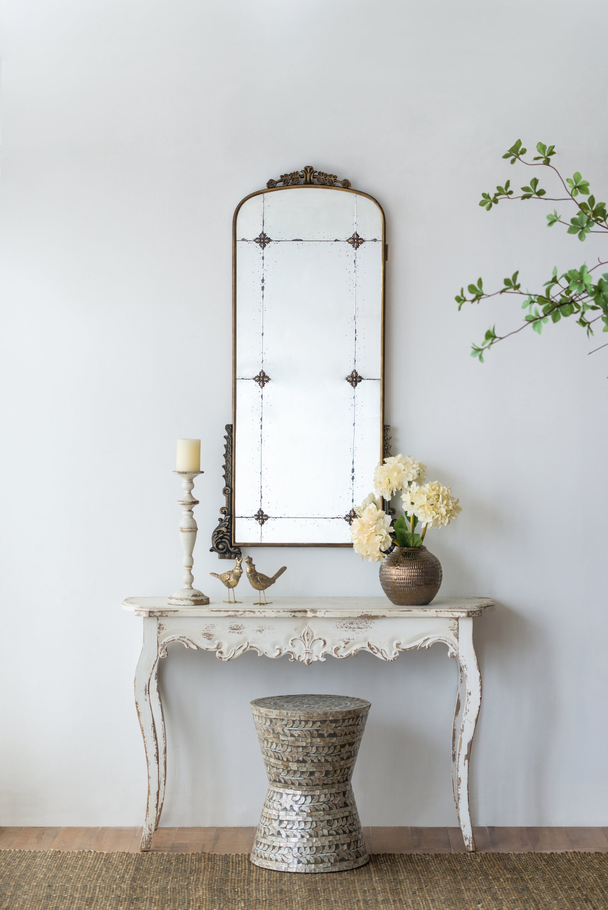 24" X 48.5" Antique Gold Arched Mirror With Metal Frame, Full Length Mirror For Living Room Bathroom Entryway Gold Iron