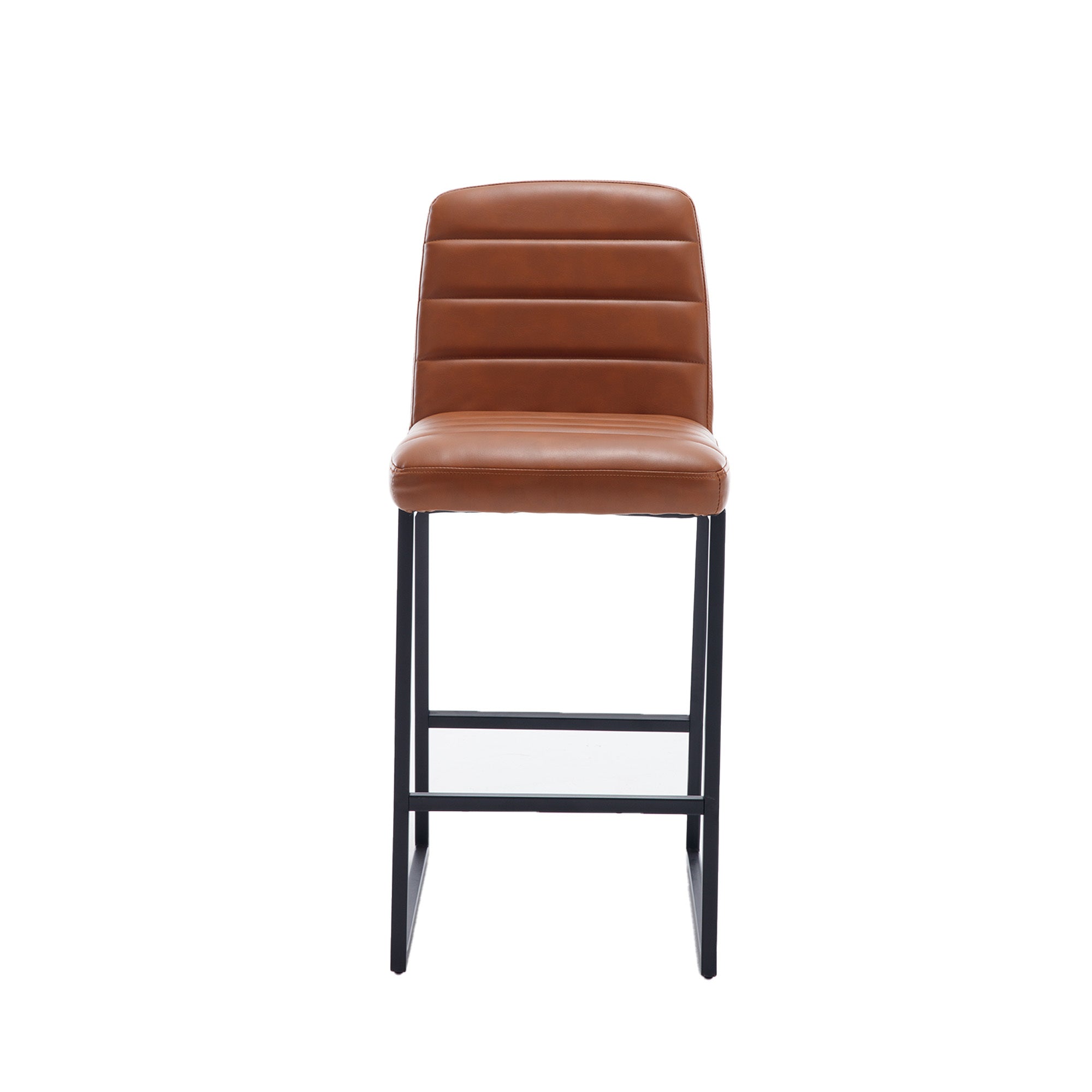 Low Bar Stools Set of 2 Bar Chairs for Living Room brown pu-kitchen-foam-dry clean-modern-bar