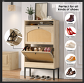 Shoe Storage Cabinet With Rattan Flip Doors Natural Mdf