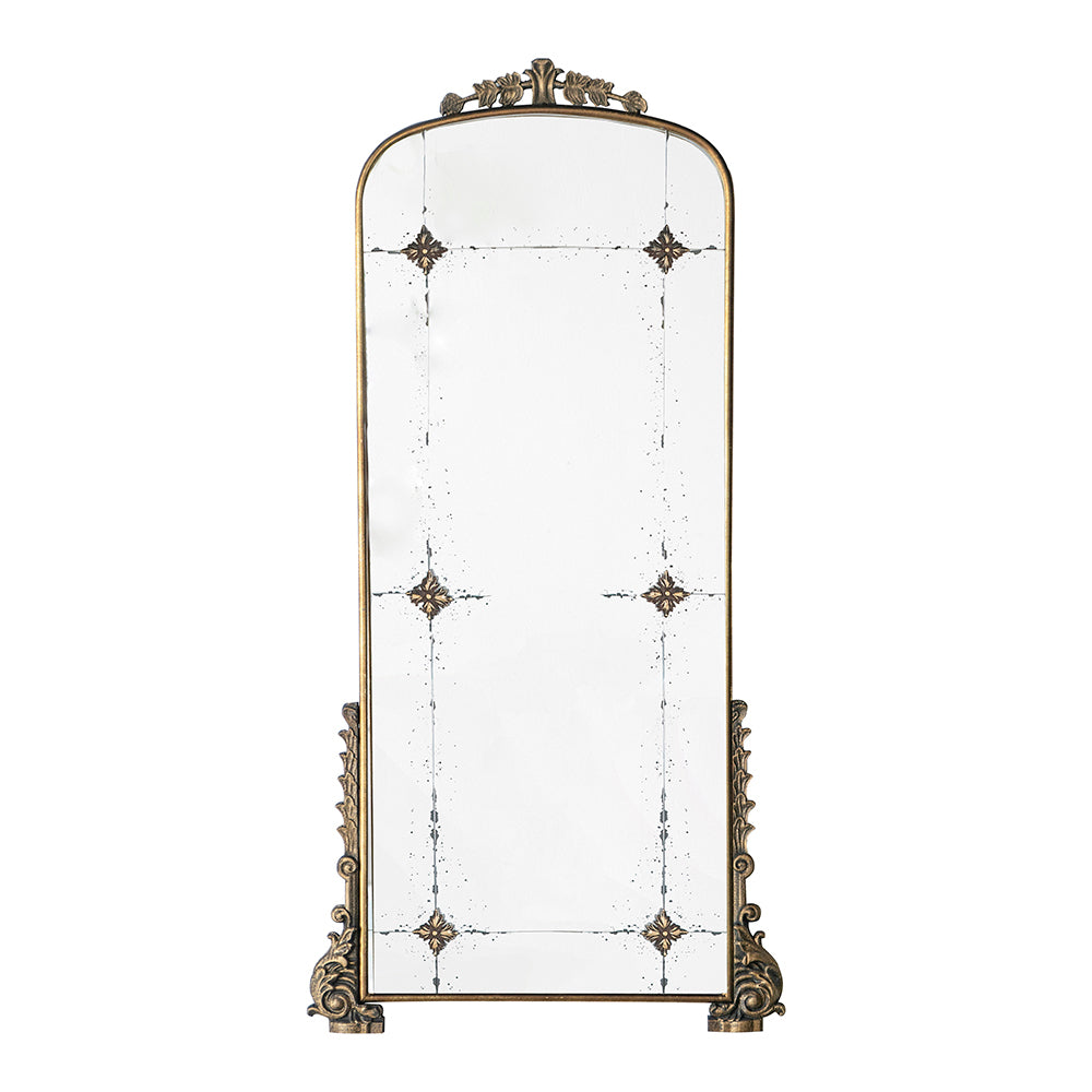 24" X 48.5" Antique Gold Arched Mirror With Metal Frame, Full Length Mirror For Living Room Bathroom Entryway Gold Iron