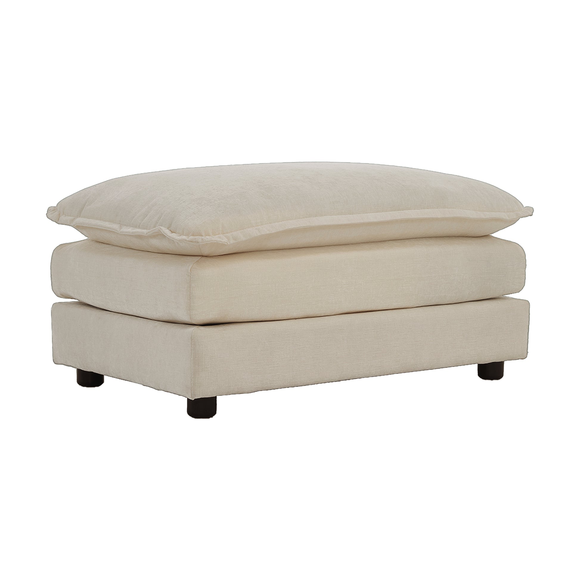 Chenille Fabric Ottomans Footrest To Combine With 2 Seater Sofa, 3 Seater Sofa And 4 Seater Sofa, Beige Beige Chenille