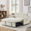 Loveseats Sofa Bed With Pull Out Bed,Adjsutable Back And Two Arm Pocket,Typec And Usb Charging With Copper Nail,Beige 47