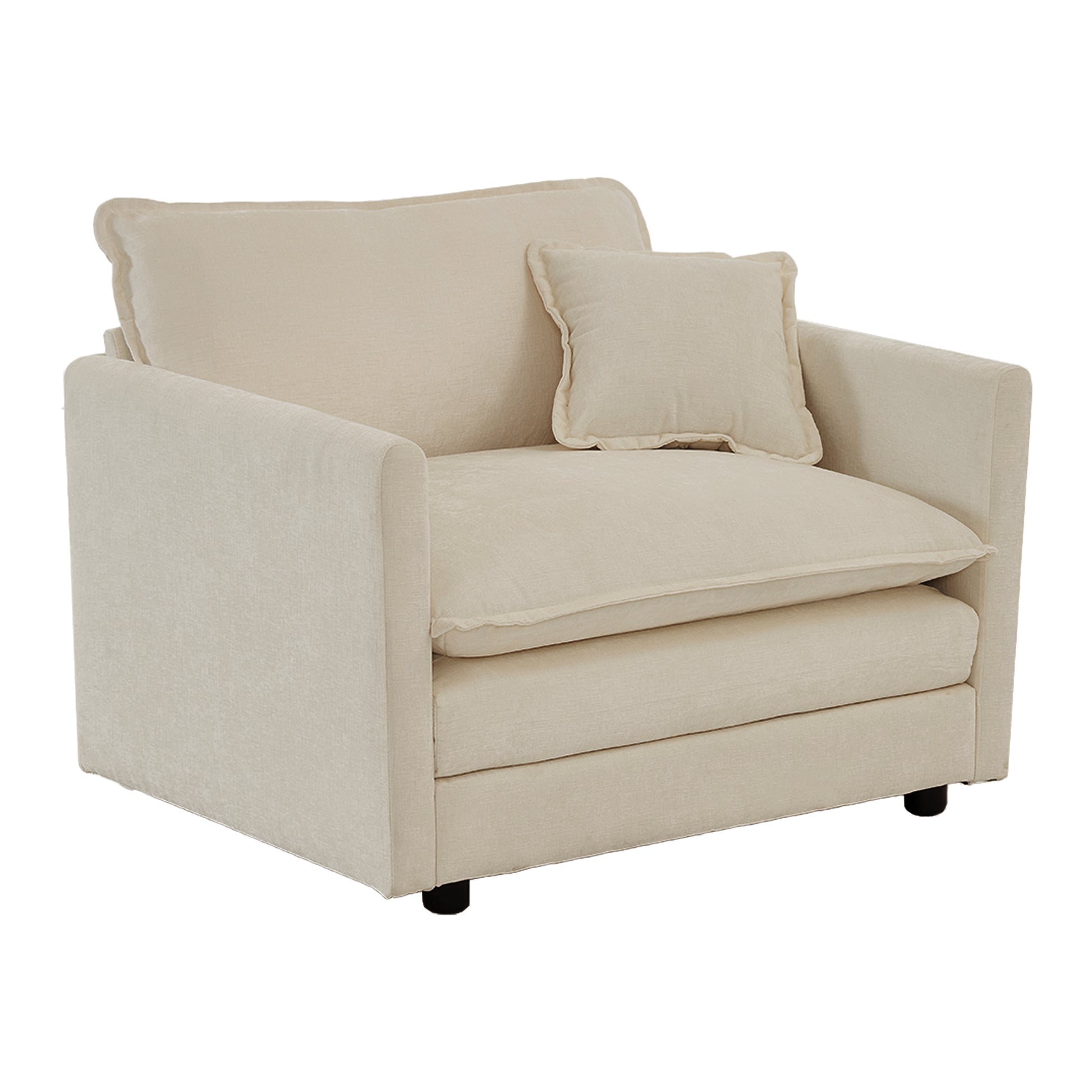 2 Seater Loveseat And Chair Set, 2 Piece Sofa & Chair Set, Loveseat And Accent Chair2 Piece Upholstered Chenille Sofa Living Room Couch Furniture 1 2 Seat ,Beige Chenille Beige Chenille 3 Seat