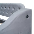 Twin Size Upholstered Daybed With Storage Armrests And Usb Port, Gray Gray Upholstered