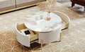 Modern Round Coffee Table With 2 Large Drawers Storage Accent Table 31.5'' Off White Mdf