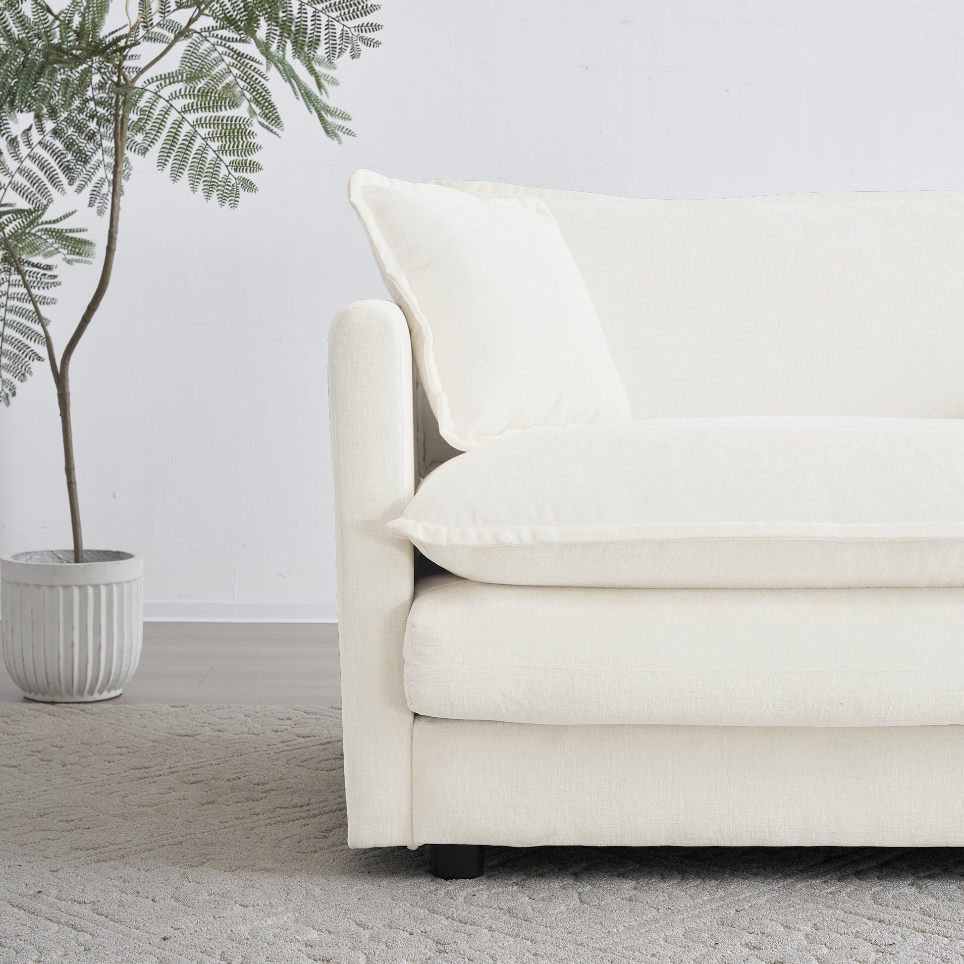 Free Combination Modular Sofa Free,4 Seater Sofa Comfy Chenille Fabric,Sectional Sofa Couch,White White Chenille 4 Seat