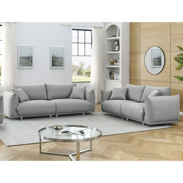 3 Seater 2 Seater Combination Sofa Modern Couch For Living Room Sofa,Solid Wood Frame And Stable Metal Legs, 4 Pillows, Sofa Furniture For Apartment Grey Polyester Wood Primary Living Space Pine