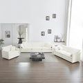 Modern Sofa Couch, 3 Piece Set Extra Deep Seat Sectional Sofa For Living Room, Oversized Sofa, 3 Seat Sofa, Loveseat And Single Sofa, White Chenille White Chenille 6 Seat