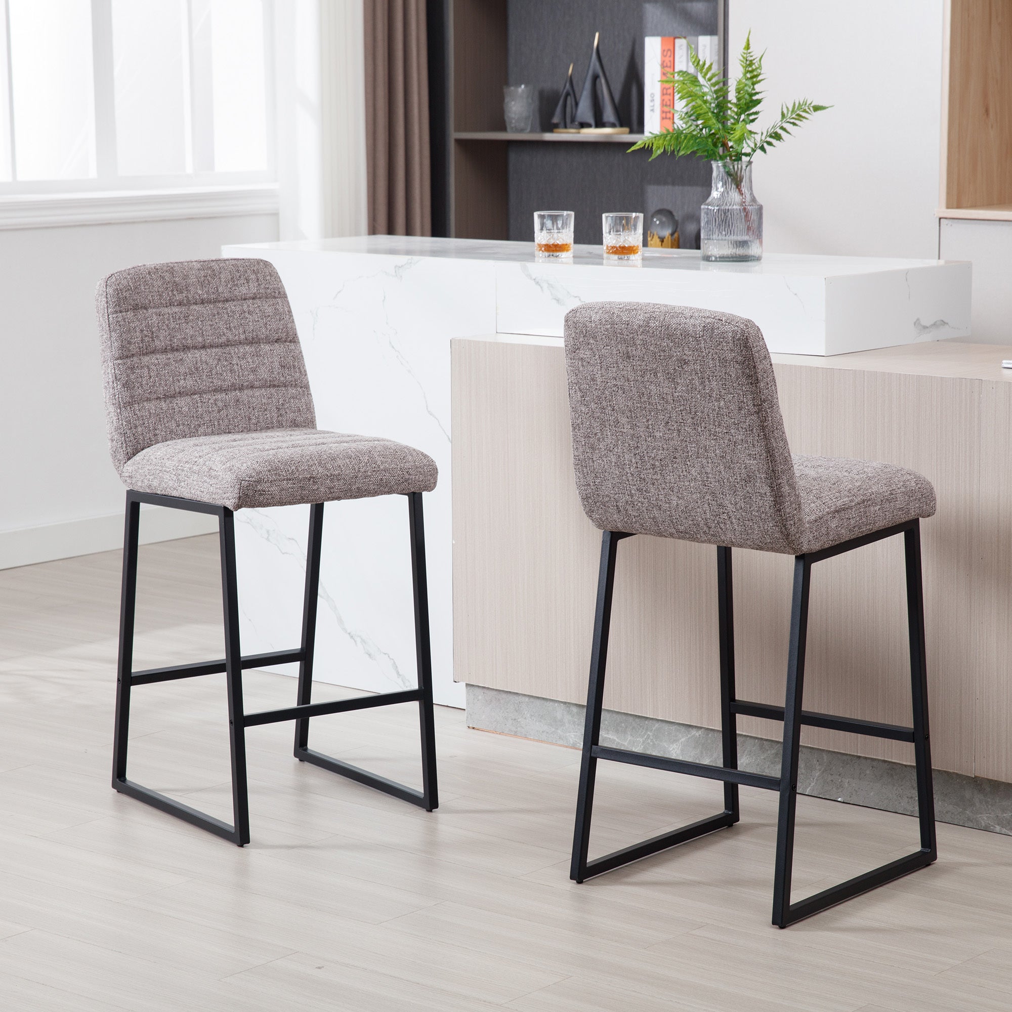 Low Bar Stools Set of 2 Bar Chairs for Living Room coffee-kitchen-foam-dry clean-modern-bar