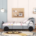 Full Size Car Shaped Platform Bed With Wheels,Gray Gray Plywood