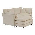 Chenille Two Seater Sofa With 1 Footrest, 2 Seater L Shaped Sectional With Ottoman,Loveseat With Ottoman For Small Living Space, Beige Chenille Beige Chenille 2 Seat