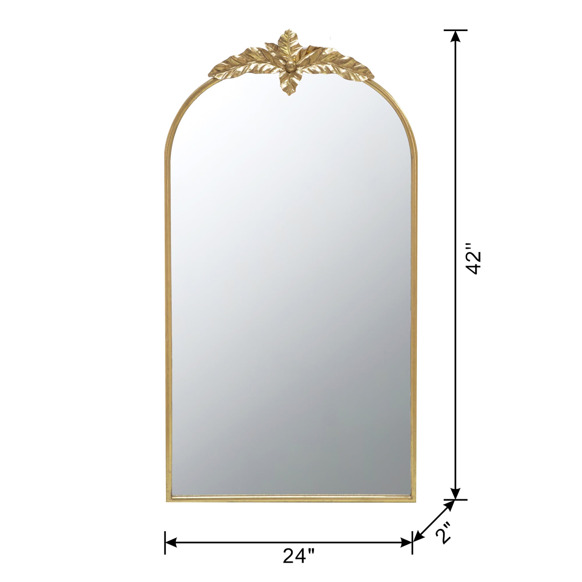 24" x 42" Arched Wall Mirror with Gold Metal Frame gold-iron