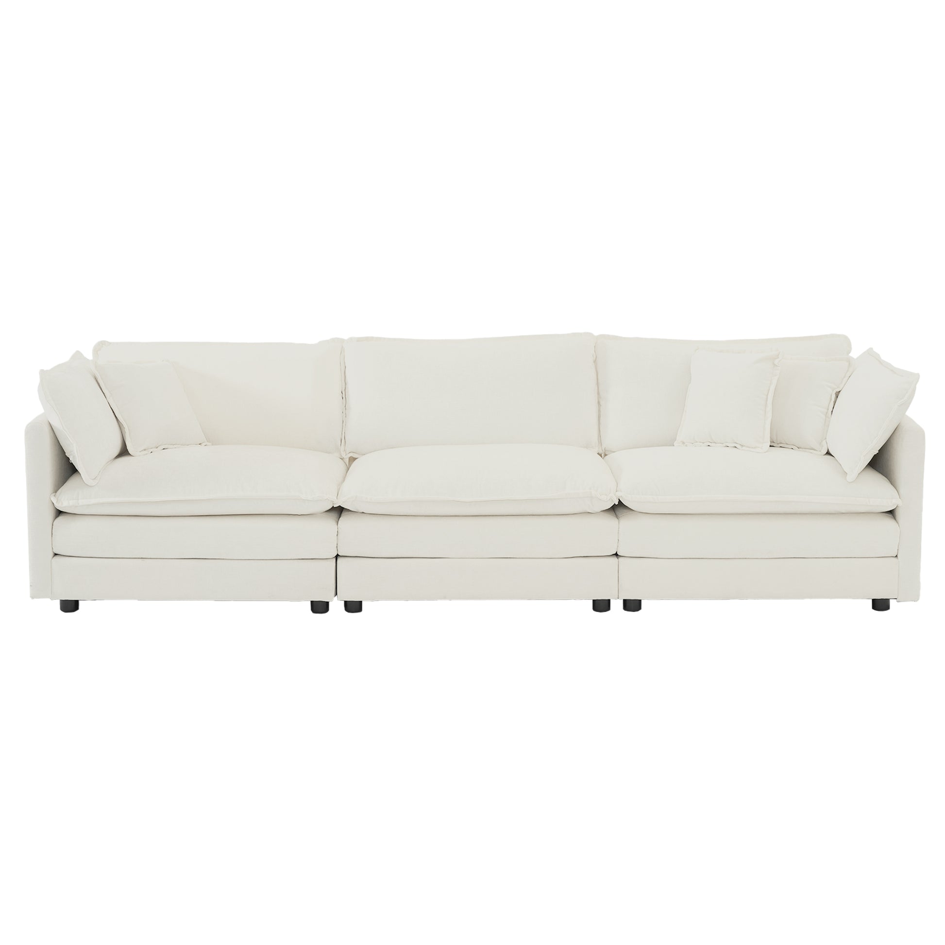 Free Combination Comfy Upholstery Modular Oversized L Shaped Sectional Sofa With Reversible Ottoman, White Chenille White Chenille 3 Seat