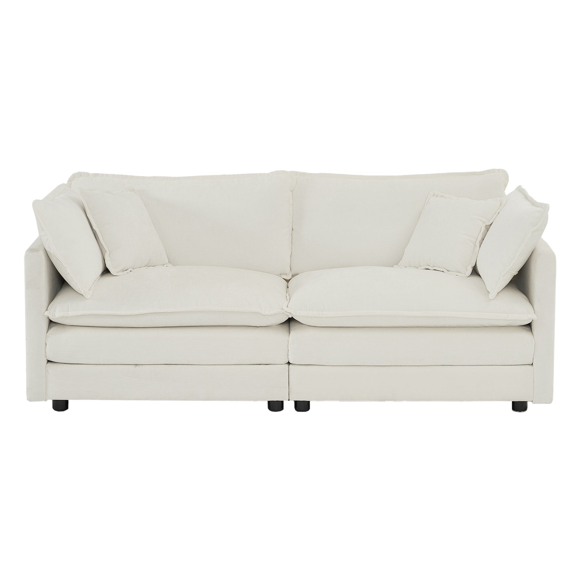 Sofa Set Of 2 Chenille Couch, 2 3 Seater Sofa Set Deep Seat Sofa, Modern Sofa Set For Living Room, White Chenille White Chenille 5 Seat