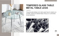 Table And Chair Set. 1 Table 4 Gray Chairs Round Dining Table With A 40 Inch Diameter Glass Tabletop And Silver Plated Metal Legs. 4 Gray Pu Chairs Dt 1164 001 Transparent Seats 4 Glass