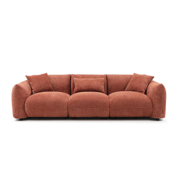 Mid Century Modern Couch 3 Seater Sofa For Livingroom, Orange Orange Boucle 3 Seat
