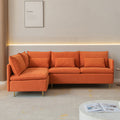 Modular L Shaped Corner Sofa ,Left Hand Facing Sectional Couch,Orange Cotton Linen 90.9'' Orange Foam Cotton Linen 3 Seat