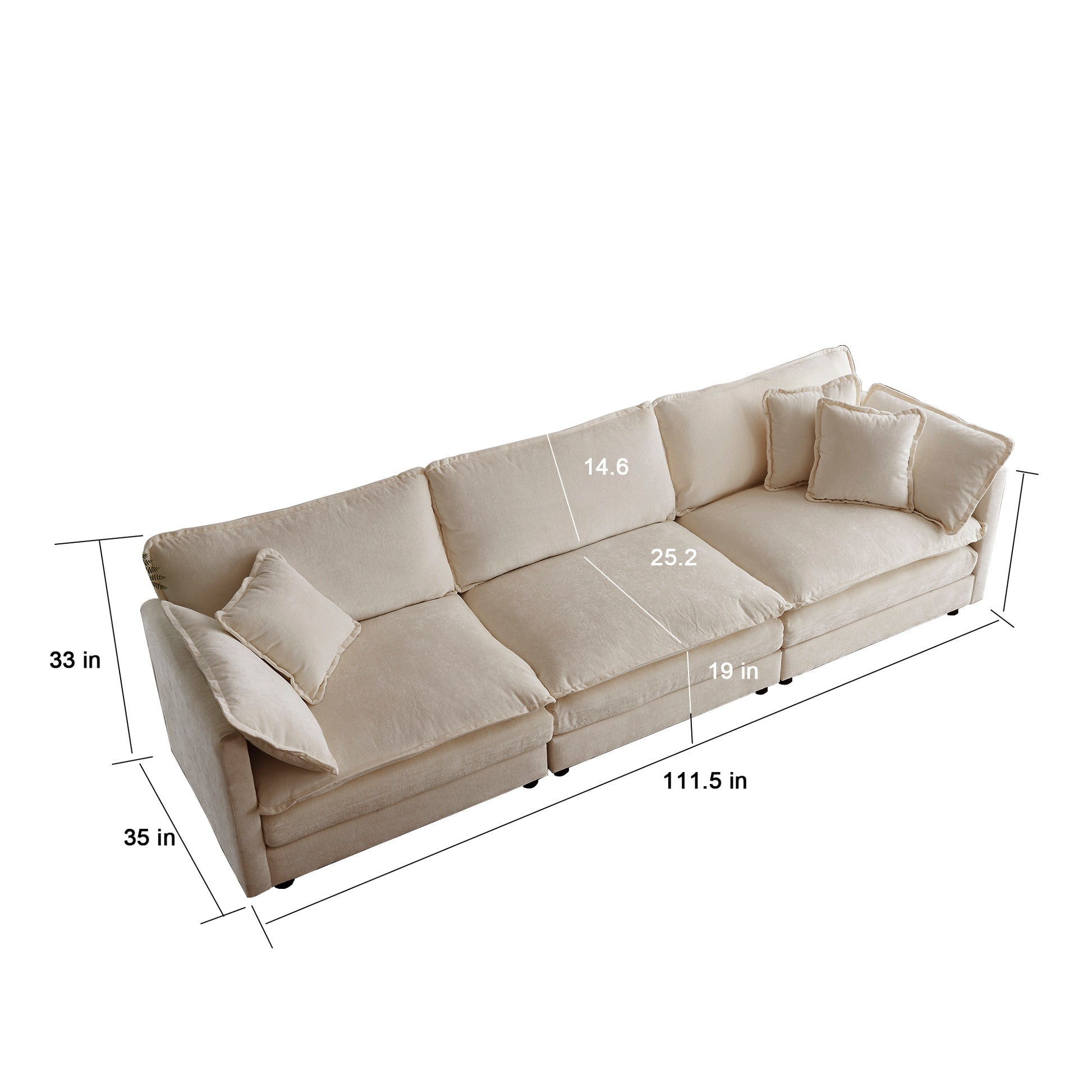 Sofa Set Of 3, 1 1 3 Seats Living Room Sofa Set, Accent Chair, Loveseat, And Three Seat Sofa Modern Style Round Arms 3 Piece Sofa Set, Beige Chenille Beige Chenille 5 Seat