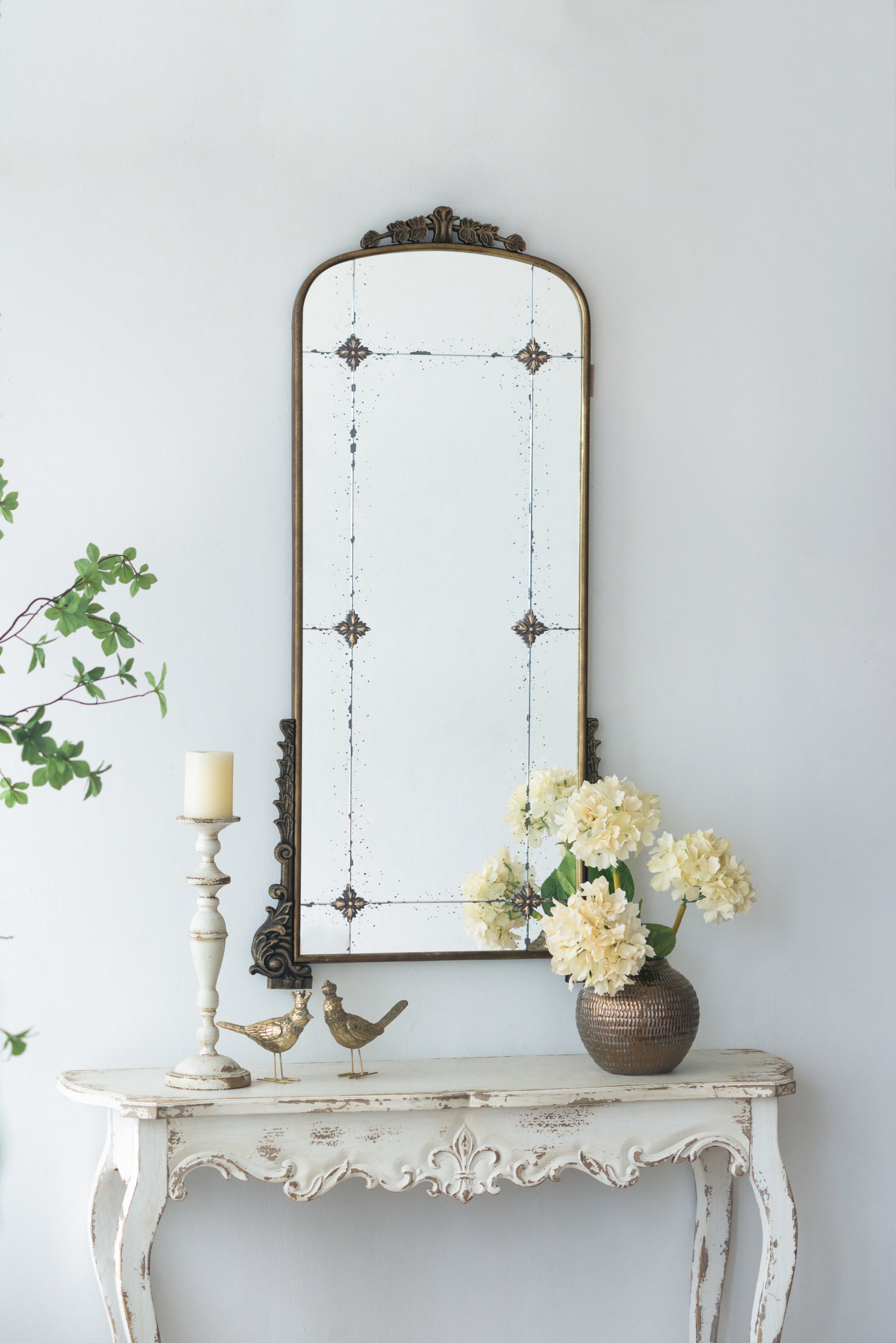 24" X 48.5" Antique Gold Arched Mirror With Metal Frame, Full Length Mirror For Living Room Bathroom Entryway Gold Iron