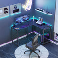 L Shaped Gaming Desk,Black Black Iron