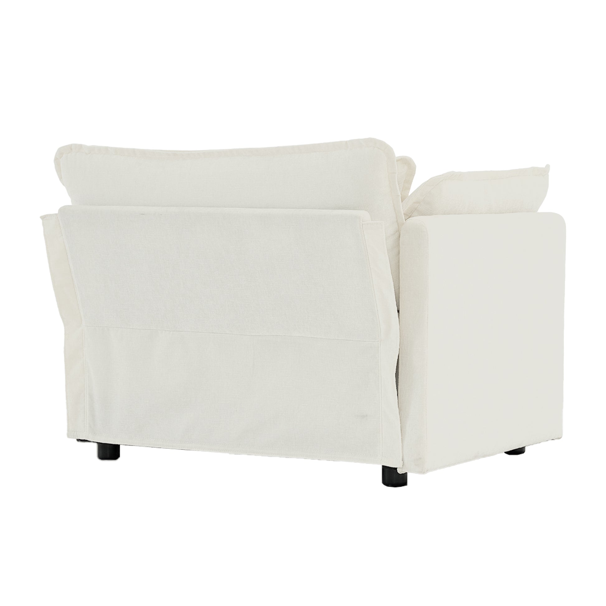 Comfy Deep Single Seat Sofa Upholstered Reading Armchair Living Room Chair White Chenille Fabric1 Toss Pillow White Chenille 1 Seat