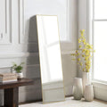 Floor Standing Mirror, Wall Mirror With Stand Aluminum Alloy Thin Frame,21''*64'',Gold Rect Gold Fiberglass