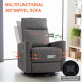 Manual Recliner Chair Winback Single Sofa,Grey Gray Fabric 1 Seat