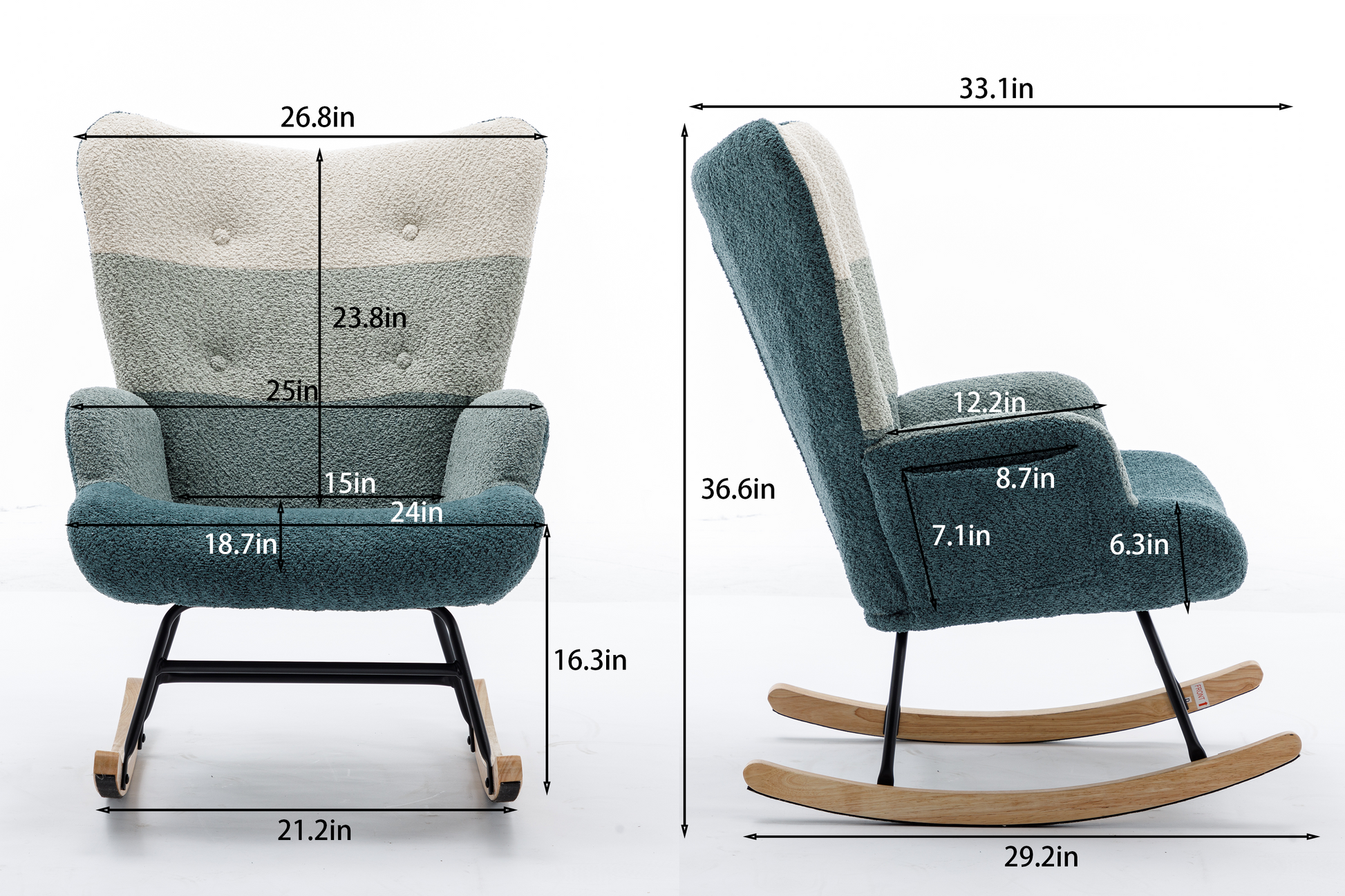 Modern Patchwork Accent Chair With Solid Wood Armrest And Feet, Mid Century Modern Accent Sofa, Fabric Sofa Chair For Living Room Bedroom Studio, Comfy Side Armchair For Bed, Green Dark Green Green Dark Green Foam Teddy