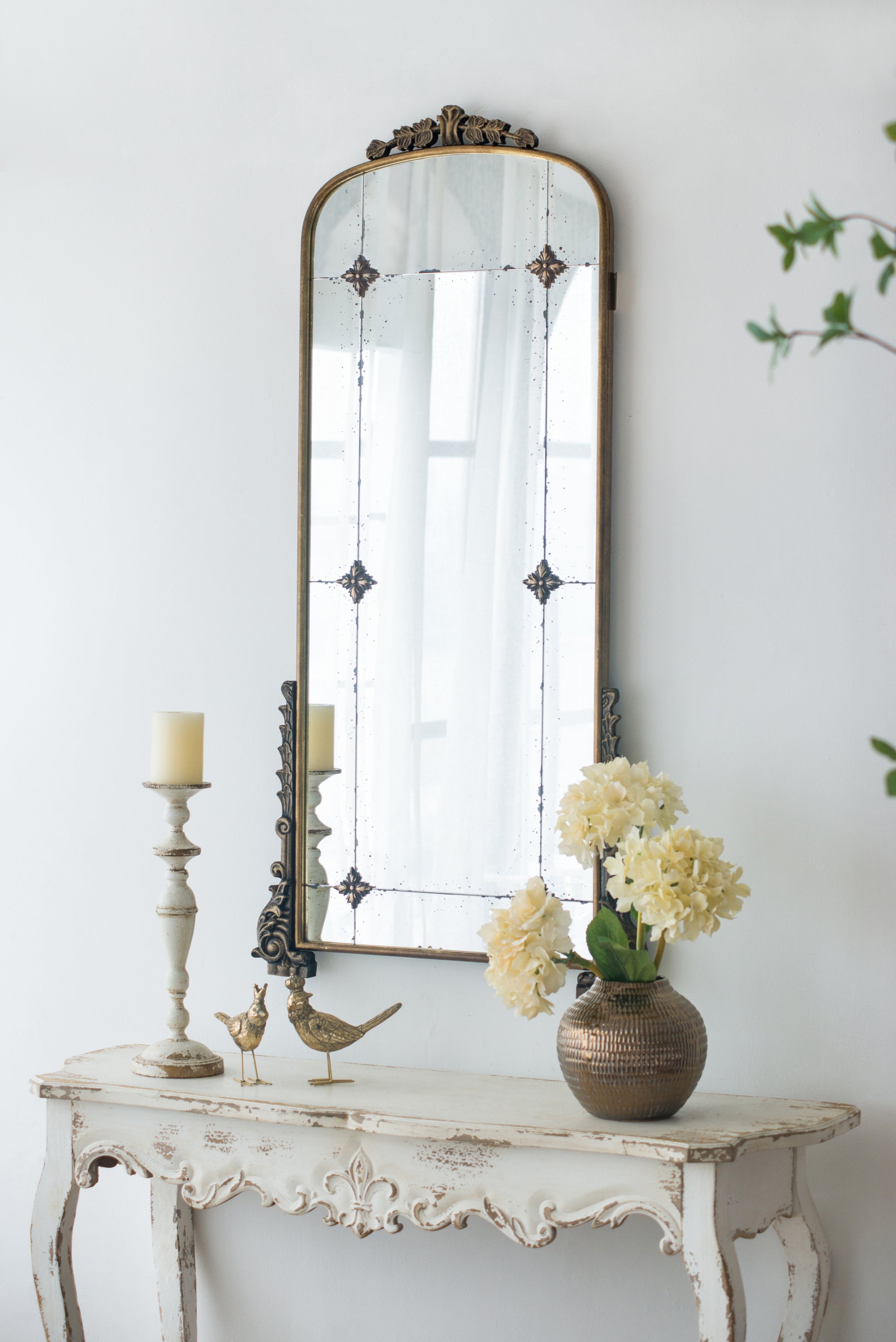 24" X 48.5" Antique Gold Arched Mirror With Metal Frame, Full Length Mirror For Living Room Bathroom Entryway Gold Iron