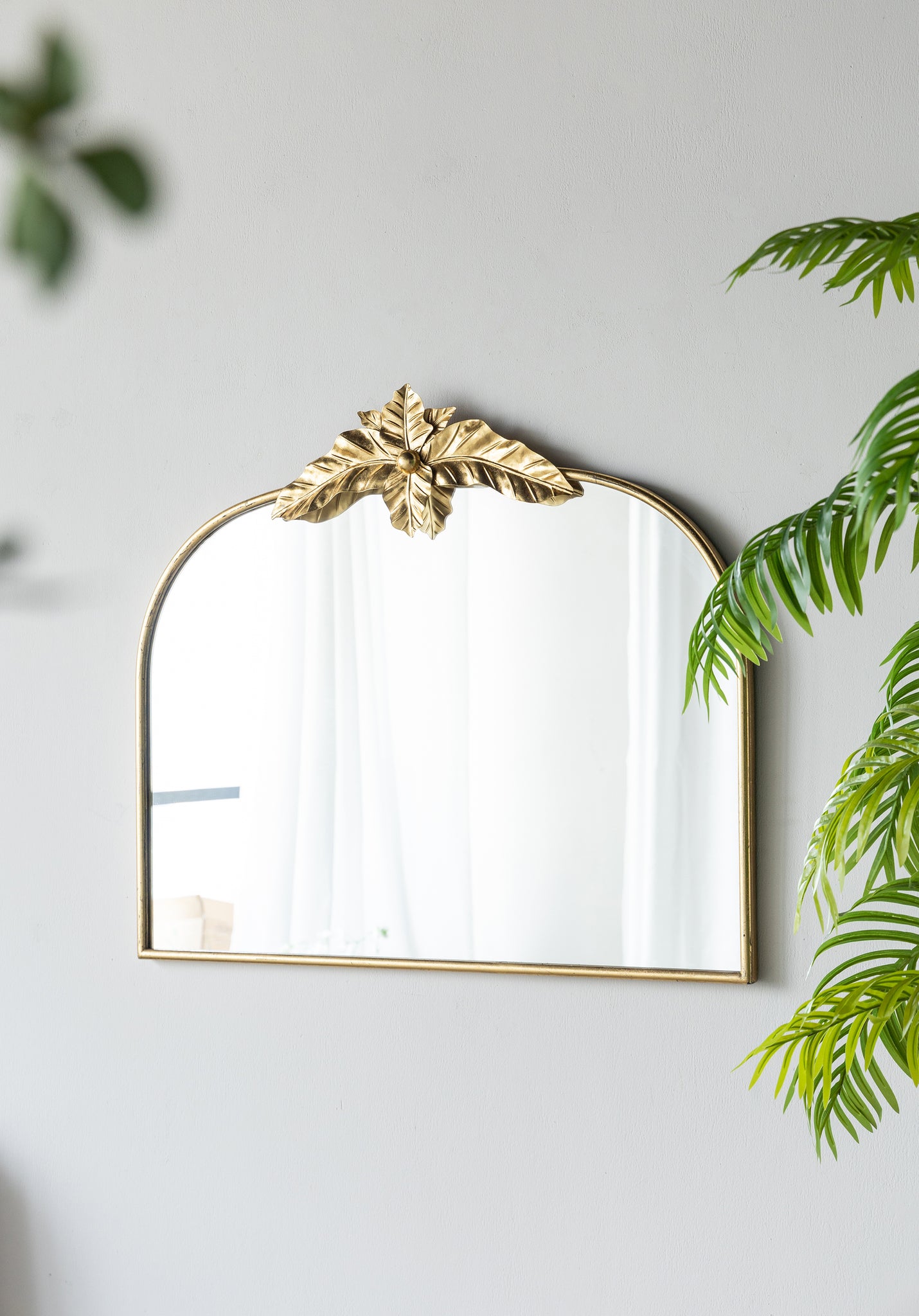 39.5" x 35" Gold Arched Mirror with Metal Frame, Wall gold-iron