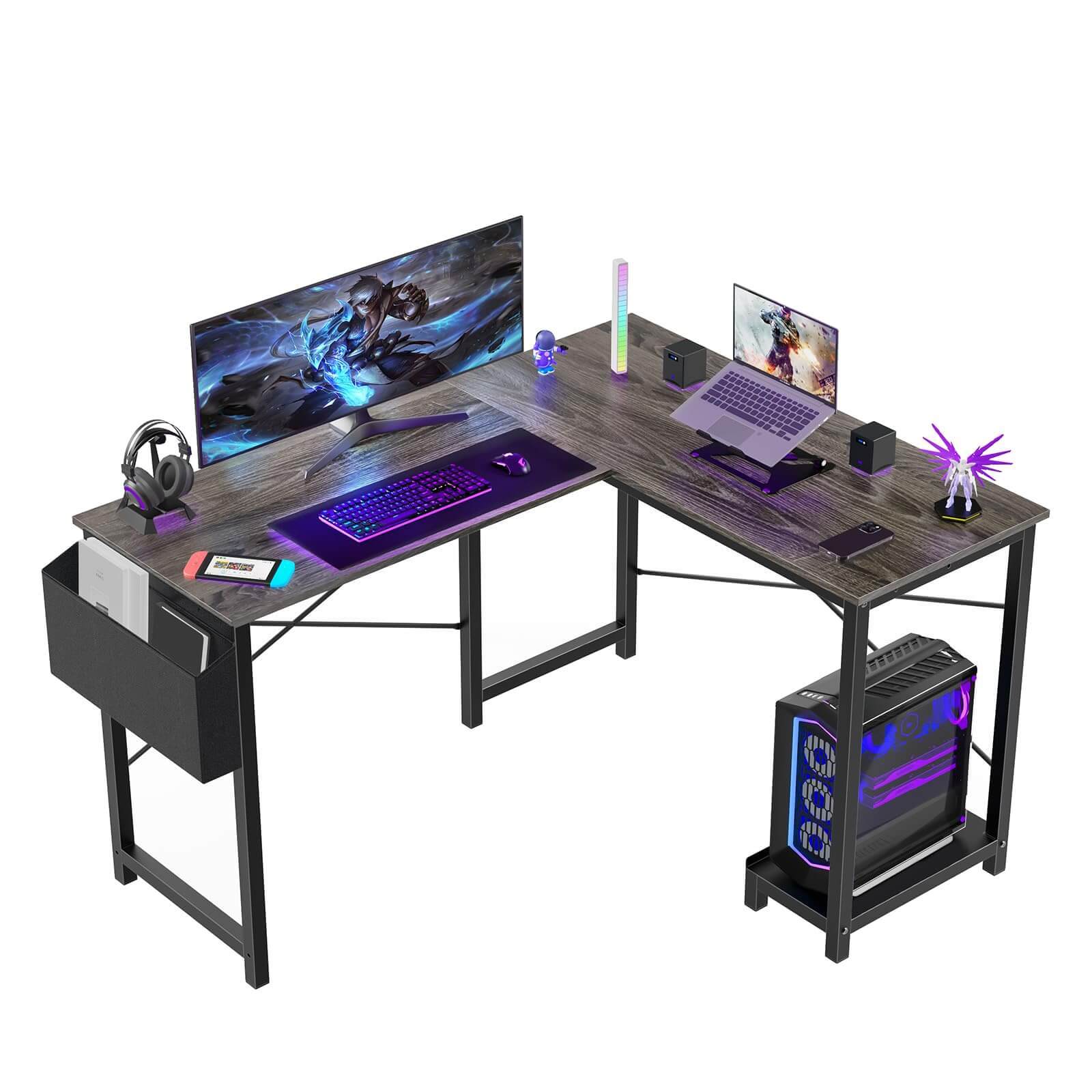 L Shaped Gaming Desk,Gray gray-iron