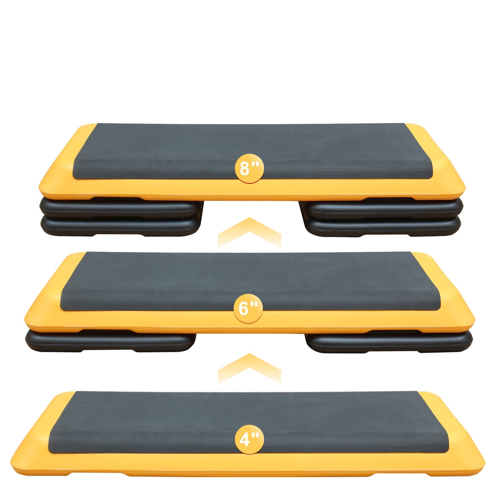 Adjustable Aerobic Step Workout Step With 4 Risers Fitness & Exercise Platform Trainer Yellow Yellow Plastic