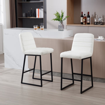 Low Bar Stools Set Of 2 Bar Chairs For Living Room Party Room Kitchen,Upholstered Pu Kitchen Breakfast Bar Stools With Footrest,Cream Cream Kitchen Foam Dry Clean Modern Bar Stools Foam Pu Leather