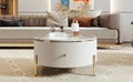 Modern Round Coffee Table With 2 Large Drawers Storage Accent Table 31.5'' Off White Mdf