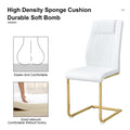 Table And Chair Set, Circular Dining Table, Glass Tabletop With A Diameter Of 40 Inches And Gold Plated Metal Legs, Paired With 4 White Pu Cushions And Gold Plated Metal Foot Dining Chairs. Dt 1164 Golden Metal