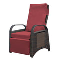 Outdoor Recliner Chair,2 Buckle Adjustment Mechanism Reclining Lounge Chair And Removable Soft Cushion, With Modern Armchair And Ergonomic For Home, Sunbathing Or Relaxation Brown Red Yes Complete Patio Set Red Rust Resistant Frame Water Resistant