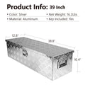 39 Inch Aluminum Truck Tool Long Box, Gas Strut, Truck Bed Tool Box With Side Handle ,Lock And 2 Ke, Tool Storage Box For Truck,Trailer,Pickup 38.8