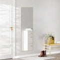 Floor Standing Mirror, Wall Mirror With Stand Aluminum Alloy Thin Frame,21''*64'',Gold Rect Gold Fiberglass