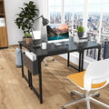 Modern Simple Style Wooden Work Office Desks With Storage,55 Inch,Black Black Iron