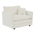 Comfy Deep Single Seat Sofa Upholstered Reading Armchair Living Room Chair White Chenille Fabric1 Toss Pillow White Chenille 1 Seat