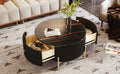 Modern Round Coffee Table With 2 Large Drawers Storage Accent Table 31.5'' Black Mdf