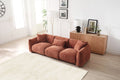 Mid Century Modern Couch 3 Seater Sofa For Livingroom, Orange Orange Boucle 3 Seat