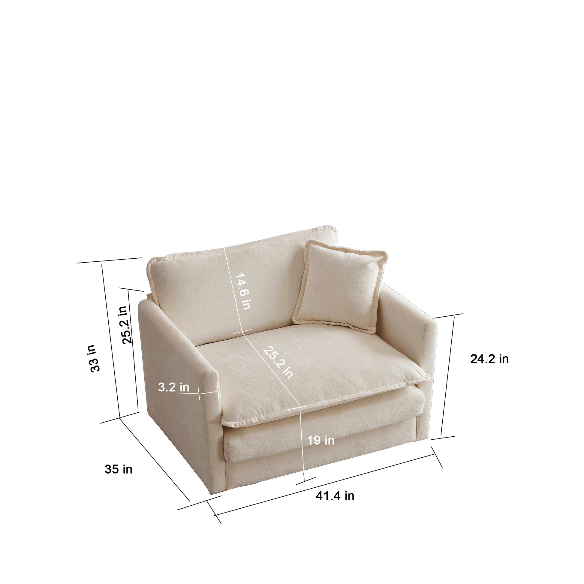 Modern Accent Chair With Ottoman, Living Room Club Chair Chenille Upholstered Armchairreading Chair For Bedroom, Beige Chenille Beige Chenille 1 Seat