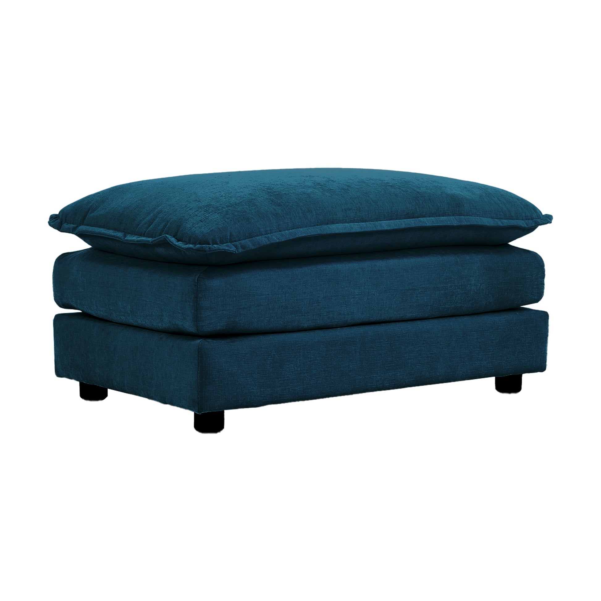 Chenille Fabric Ottomans Footrest To Combine With 2 Seater Sofa, 3 Seater Sofa And 4 Seater Sofa, Blue Chenille Blue Chenille