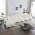 Modular Sectional Sofa For Living Room,U Shaped Couch 5 Seater Convertible Sectional Couch With 1 Ottoman ,White Chenille White Chenille 4 Seat