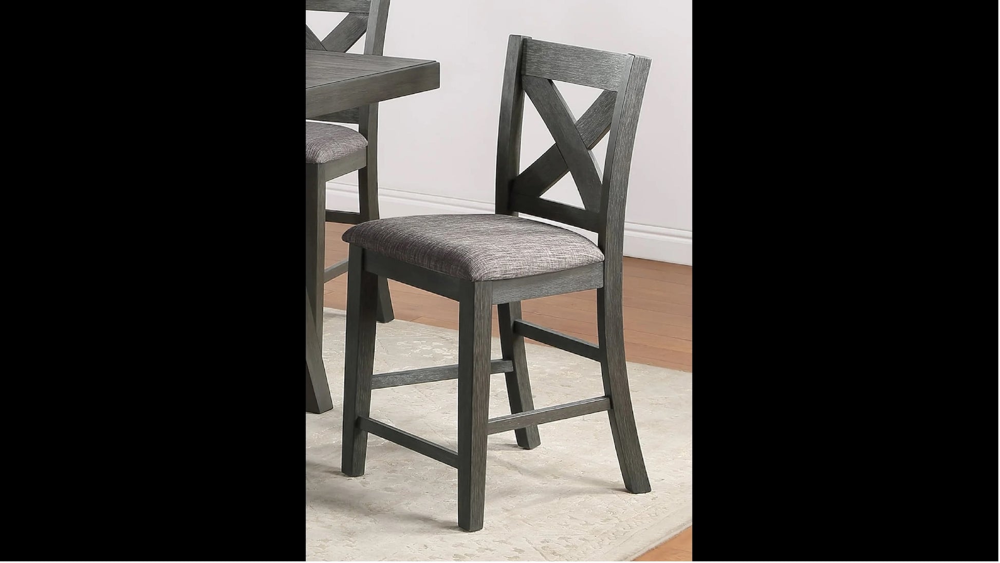 Transitional Farmhouse 2Pc Set Counter Height Dining Chair Gray Upholstered Seat X Back Design Dining Room Wooden Furniture Gray Gray Farmhouse Side Chair Wood