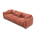 Mid Century Modern Couch 3 Seater Sofa For Livingroom, Orange Orange Boucle 3 Seat